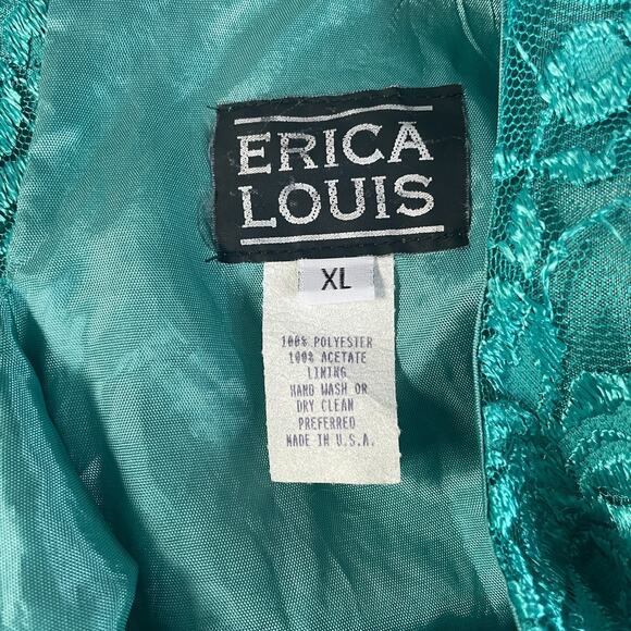 Vintage Top Size XL Teal Green Lace Short Sleeve Romantic Feminine Coquette 90s - Picture 9 of 10